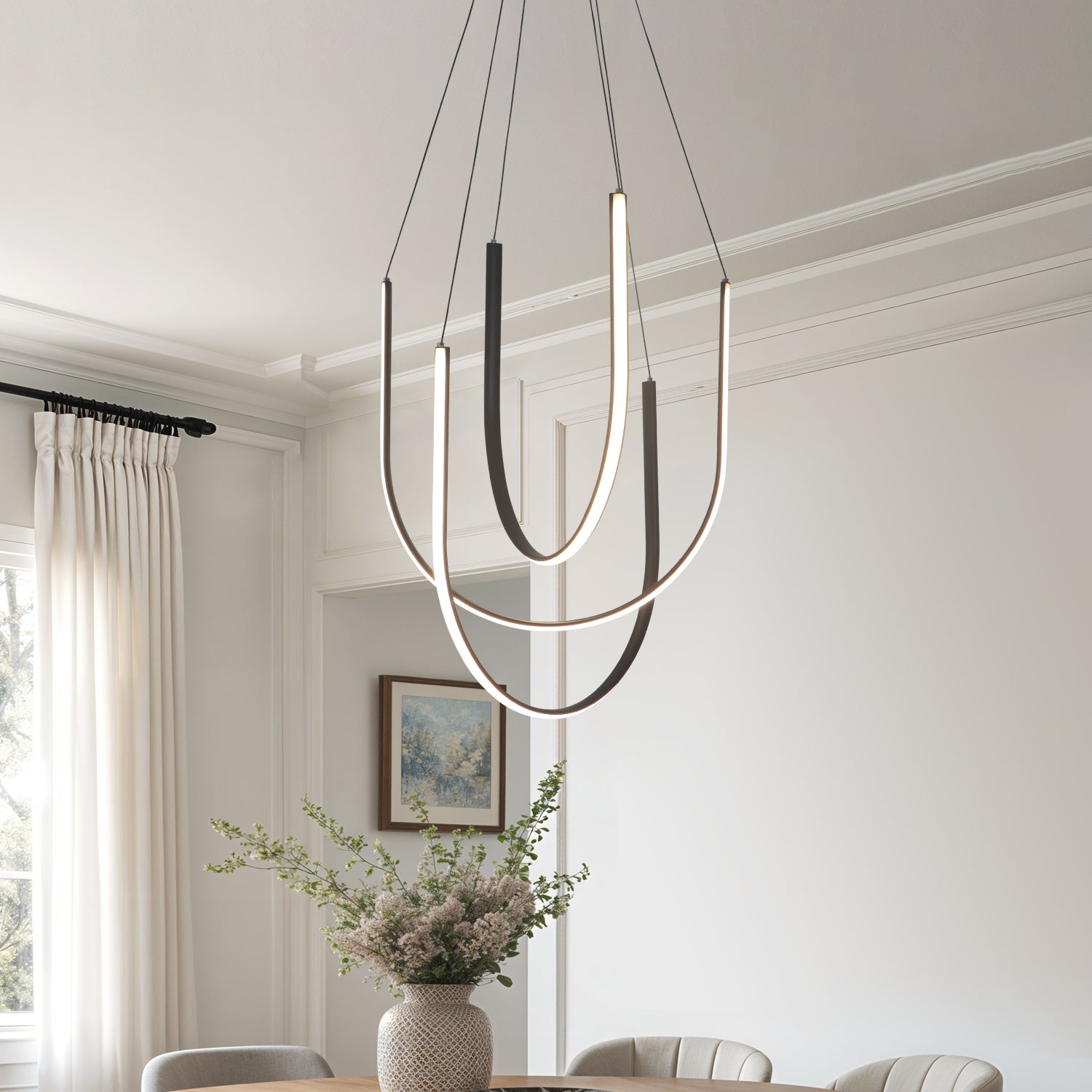 20 in. 3 Lights Contemporary Triac Dimmable LED Chandelier, 3000K Warm Light