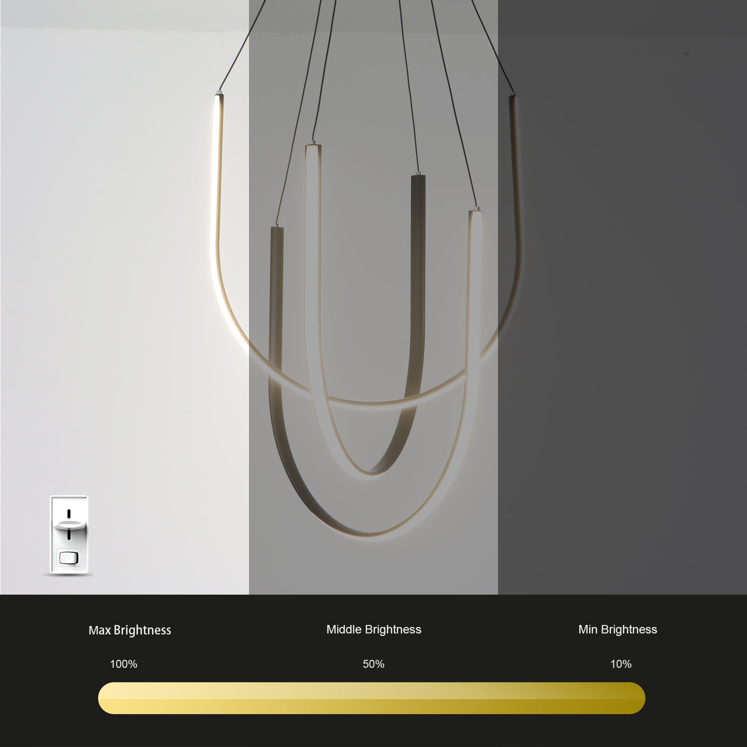 20 in. 3 Lights Contemporary Triac Dimmable LED Chandelier, 3000K Warm Light