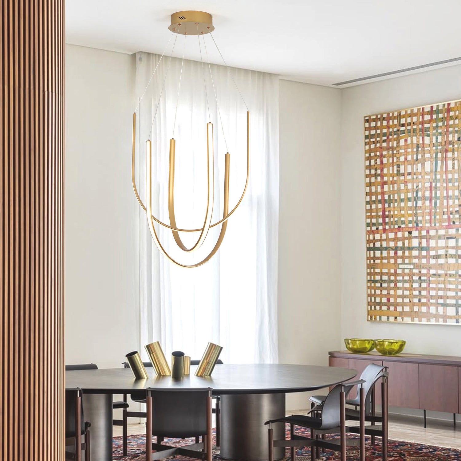 20 in. 3 Lights Contemporary Triac Dimmable LED Chandelier, 3000K Warm Light