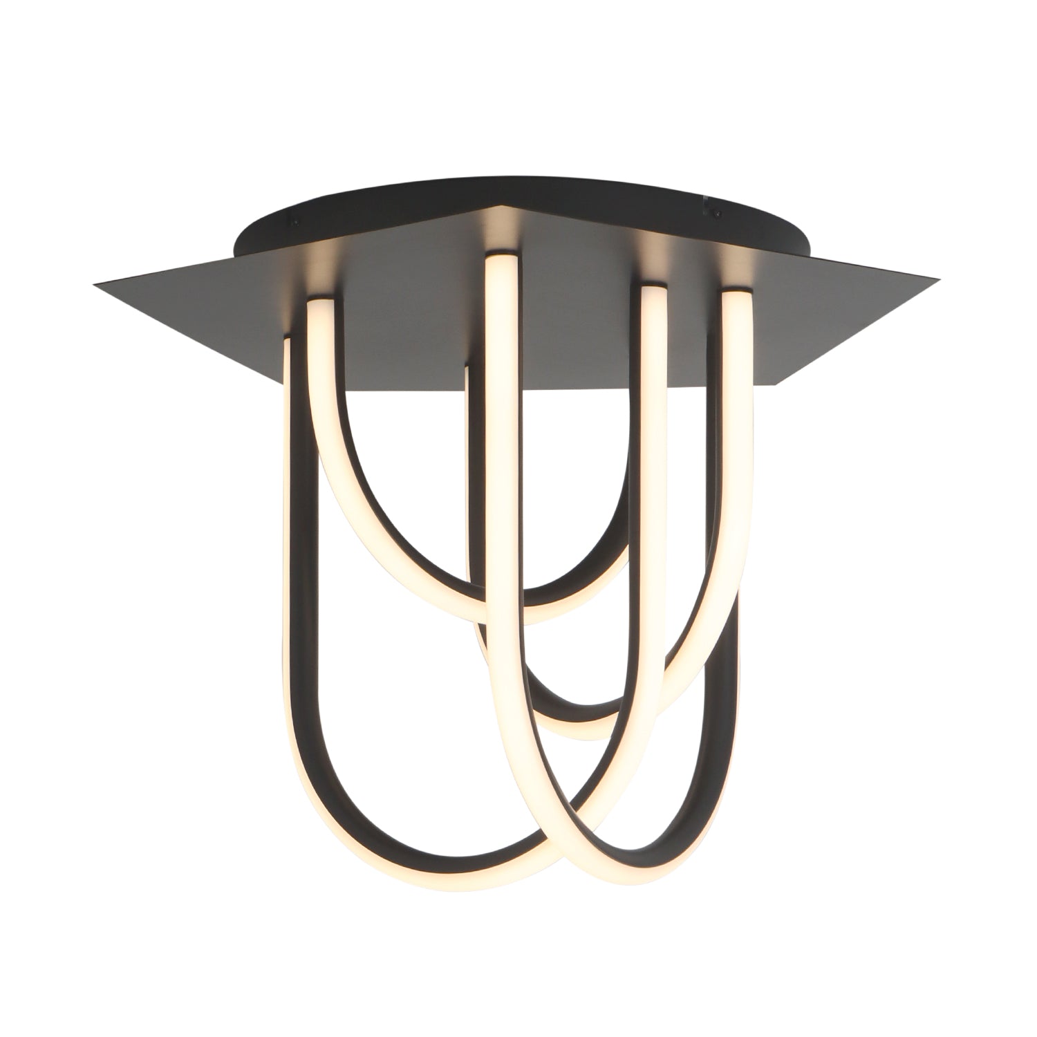 19.6 in. 4 Lights Black Integrated LED Triack Dimmable Flush Mount with 3000K Warm Light