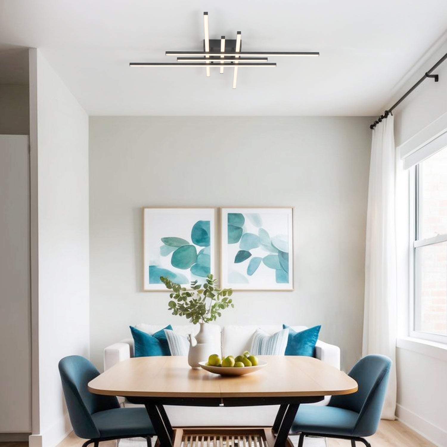 6-Lights Linear Modern LED Triac Dimmable Flush Mount