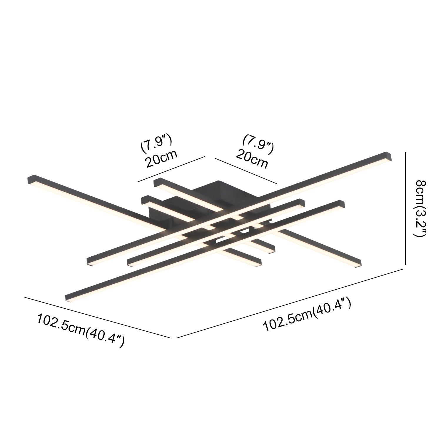 6-Lights Linear Modern LED Triac Dimmable Flush Mount