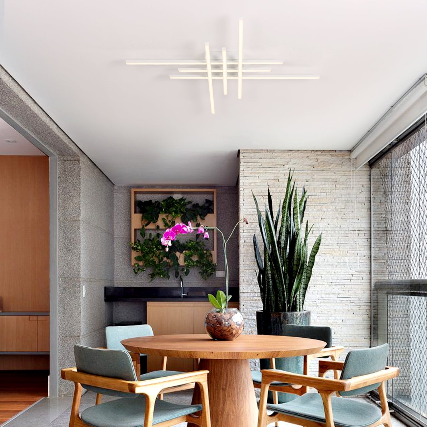 6-Lights Linear Modern LED Triac Dimmable Flush Mount