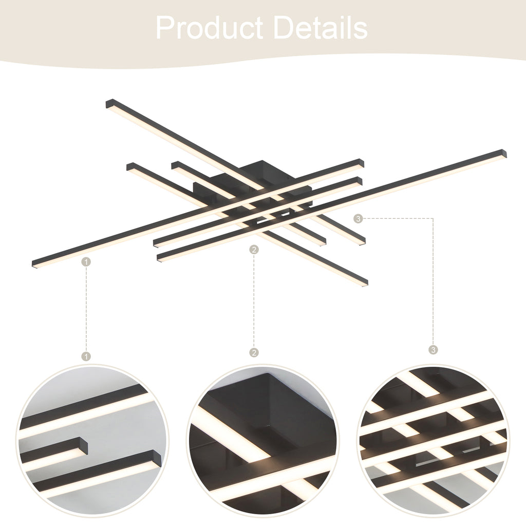 6-Lights Linear Modern LED Triac Dimmable Flush Mount