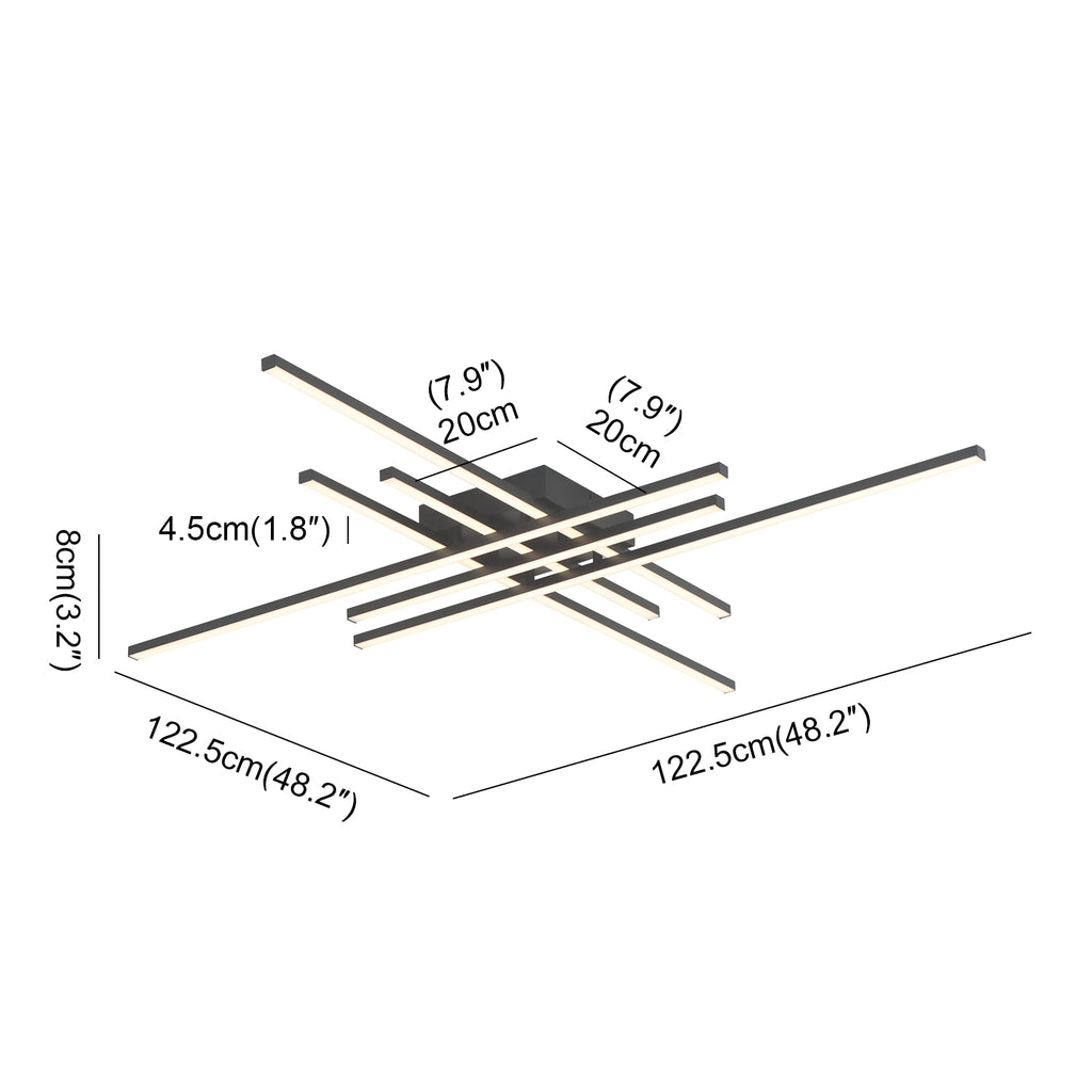 6-Lights Linear Modern LED Triac Dimmable Flush Mount