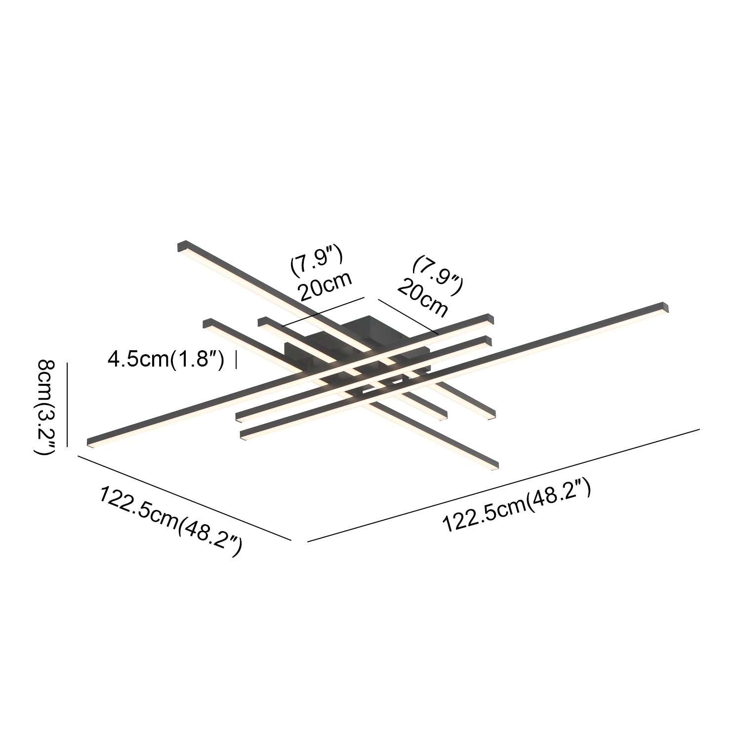 6-Lights Linear Modern LED Triac Dimmable Flush Mount