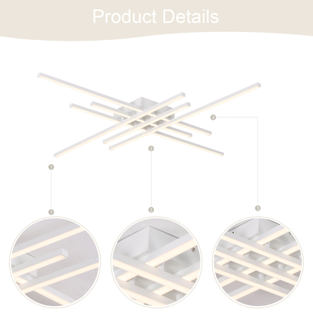 6-Lights Linear Modern LED Triac Dimmable Flush Mount