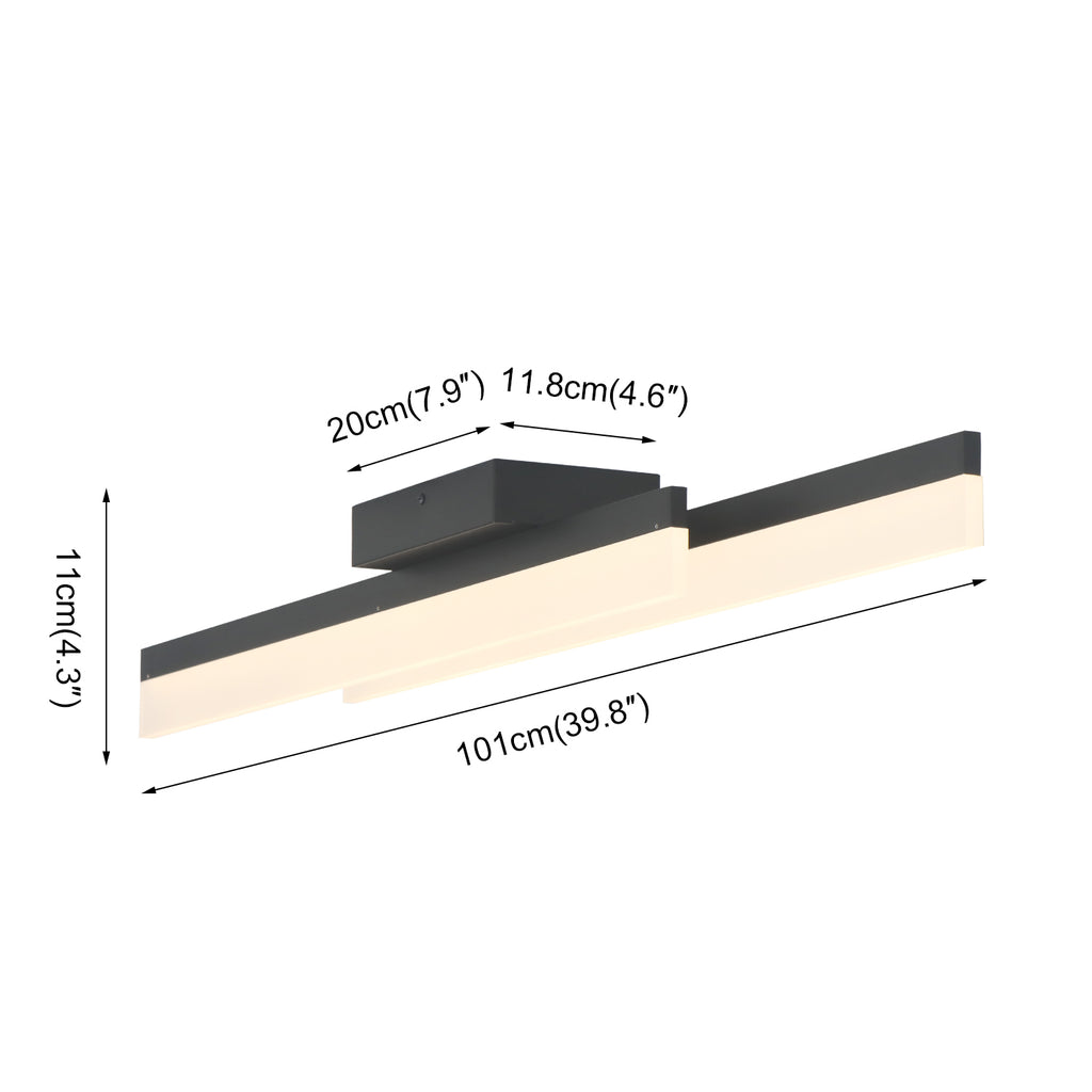 2-Lights Linear Modern LED Triac Dimmable Flush Mount with Acrylic Shade