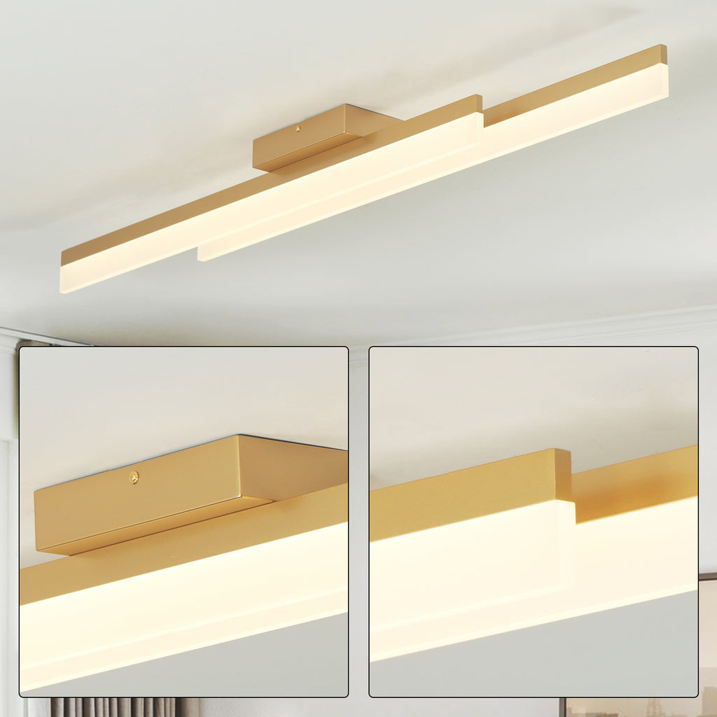 2-Lights Linear Modern LED Triac Dimmable Flush Mount with Acrylic Shade