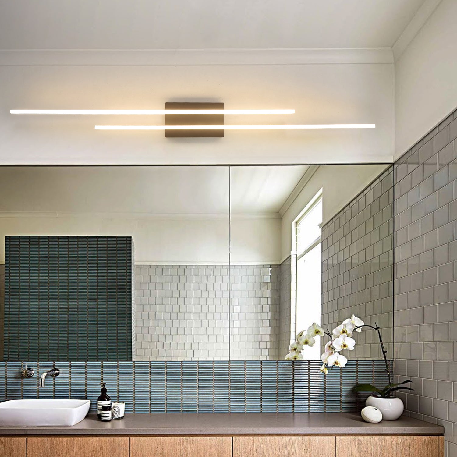 2-Lights Linear Modern LED Triac Dimmable Flush Mount with Acrylic Shade