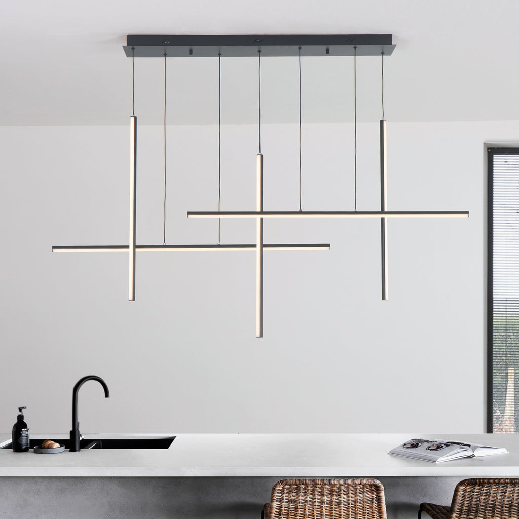 Modern Integrated LED Dimmable Linear Long Chandelier