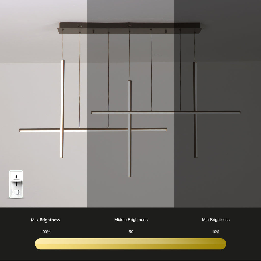 Modern Integrated LED Dimmable Linear Long Chandelier