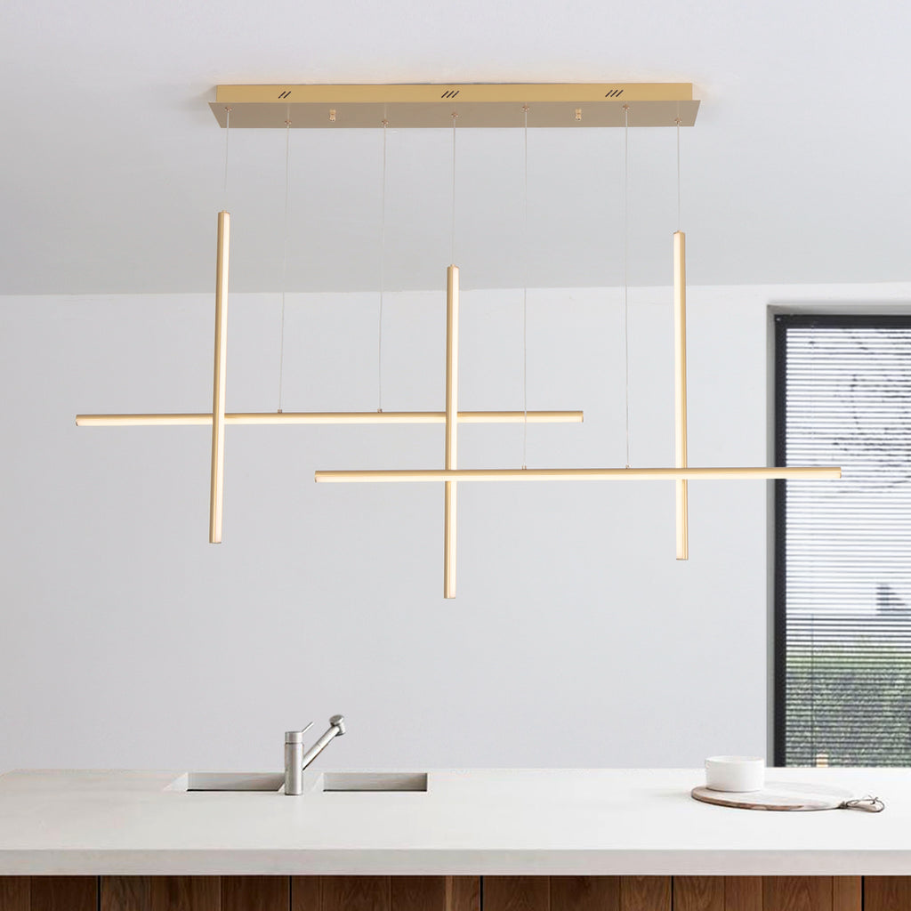 Modern Integrated LED Dimmable Linear Long Chandelier