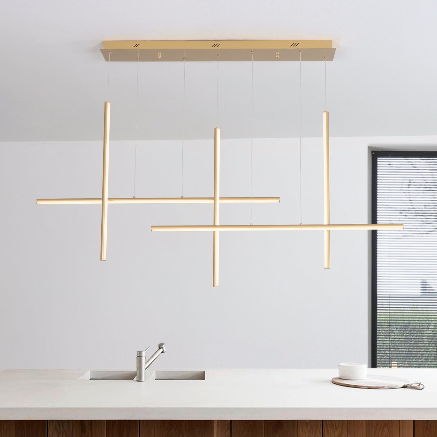 Modern Integrated LED Dimmable Linear Long Chandelier