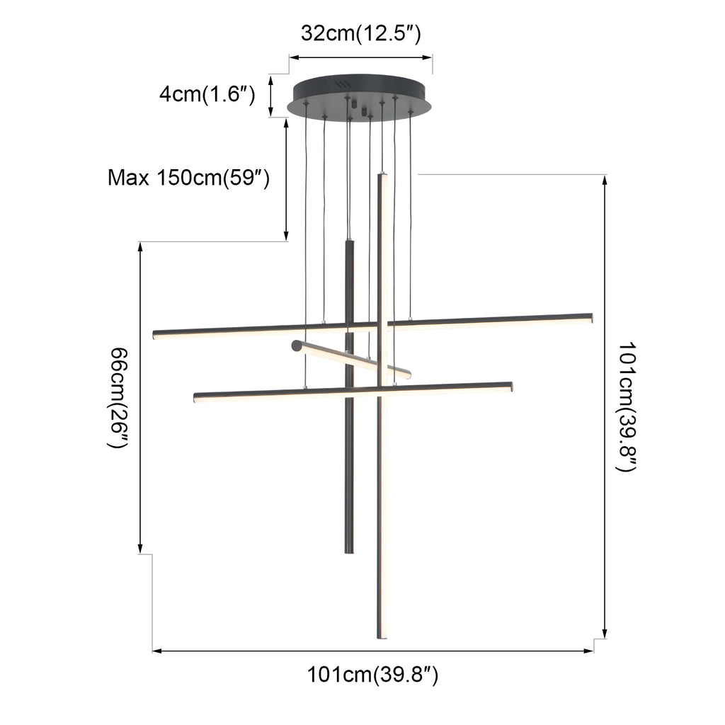 Modern Integrated LED Dimmable Linear Long Chandelier