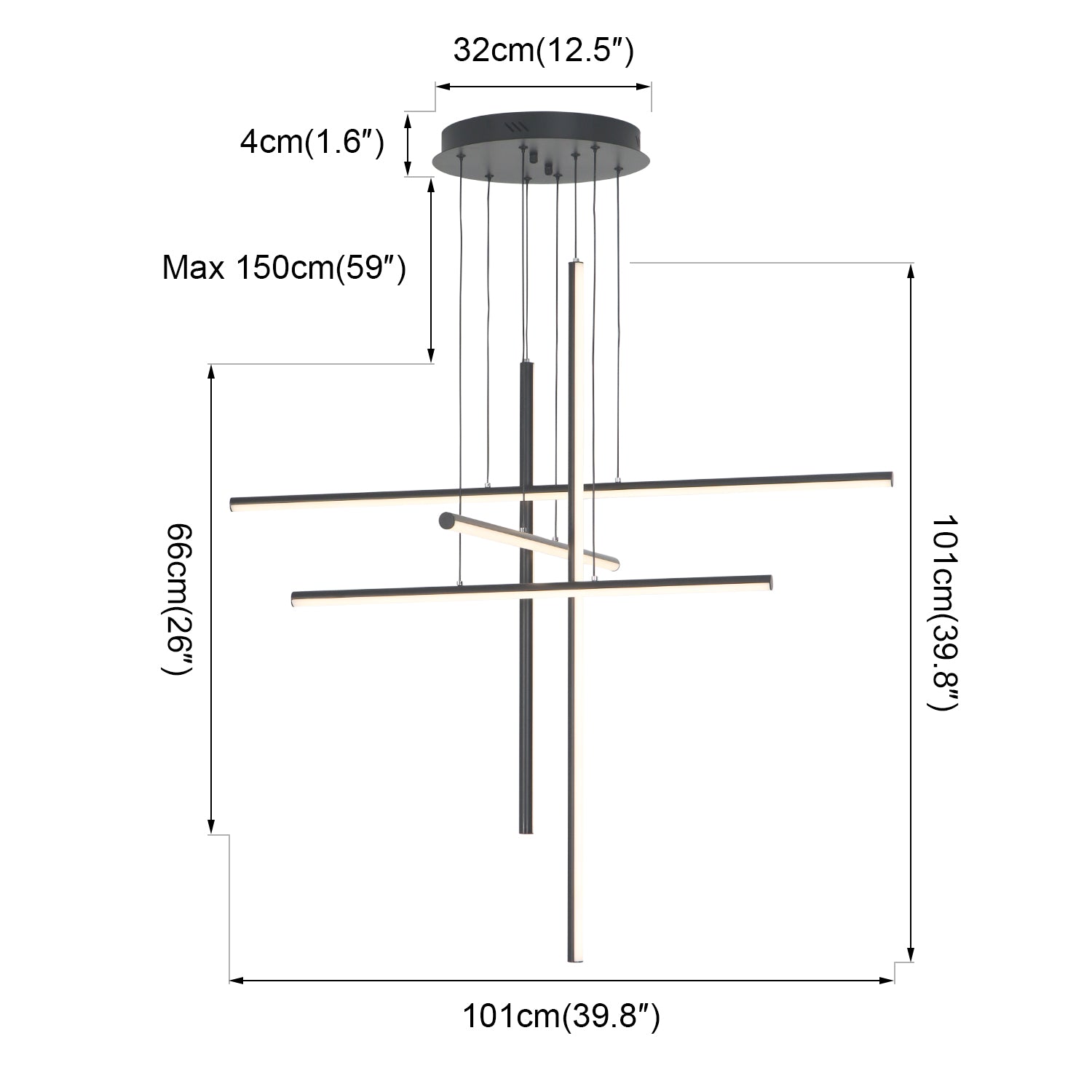 Modern Integrated LED Dimmable Linear Long Chandelier