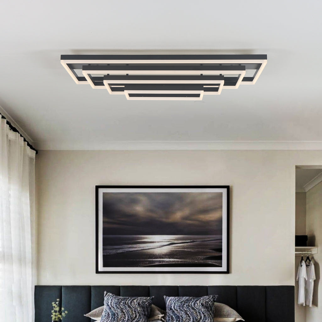 Rectangular BlacK Integrated LED Dimmable Flush Mount Ceiling Light