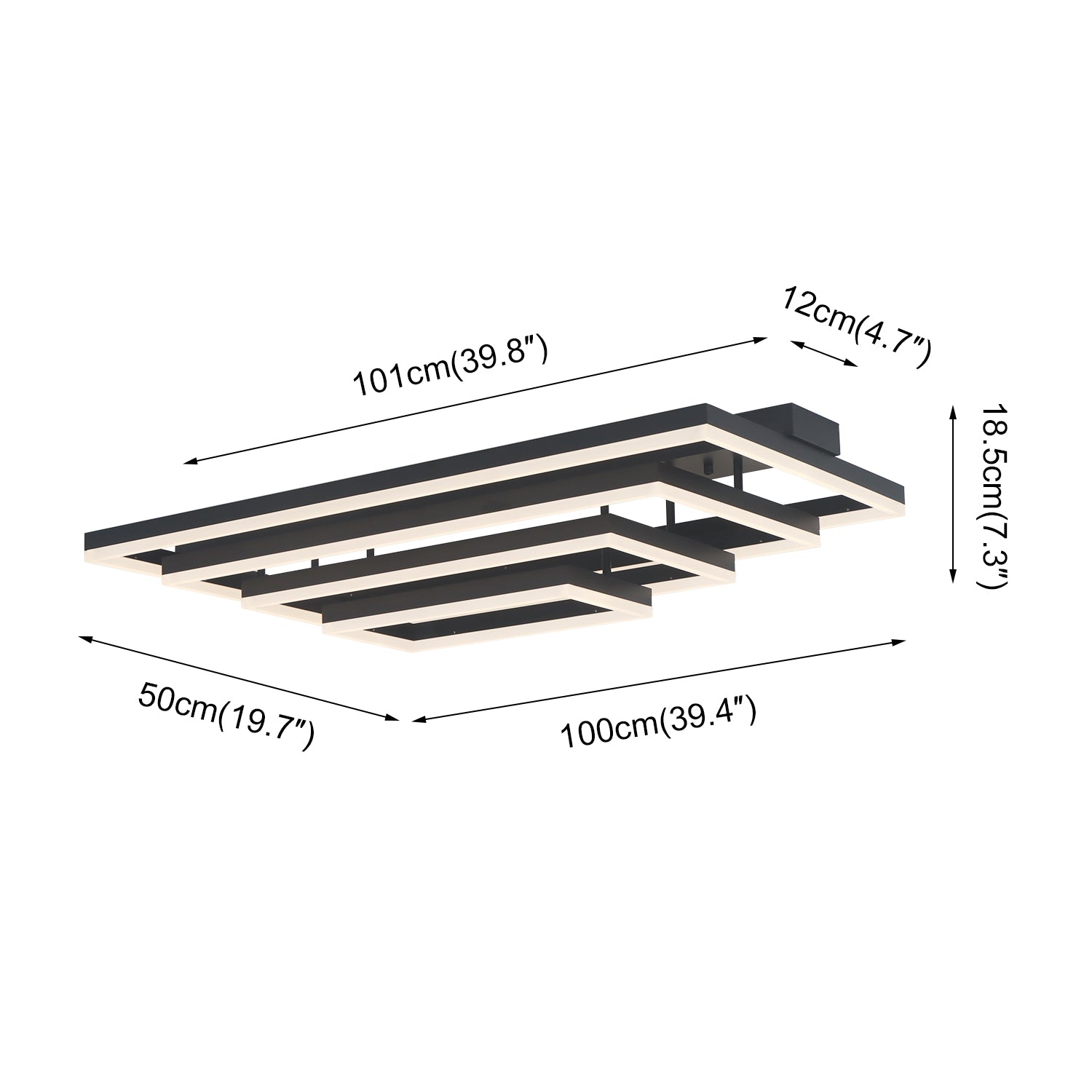 Rectangular BlacK Integrated LED Dimmable Flush Mount Ceiling Light