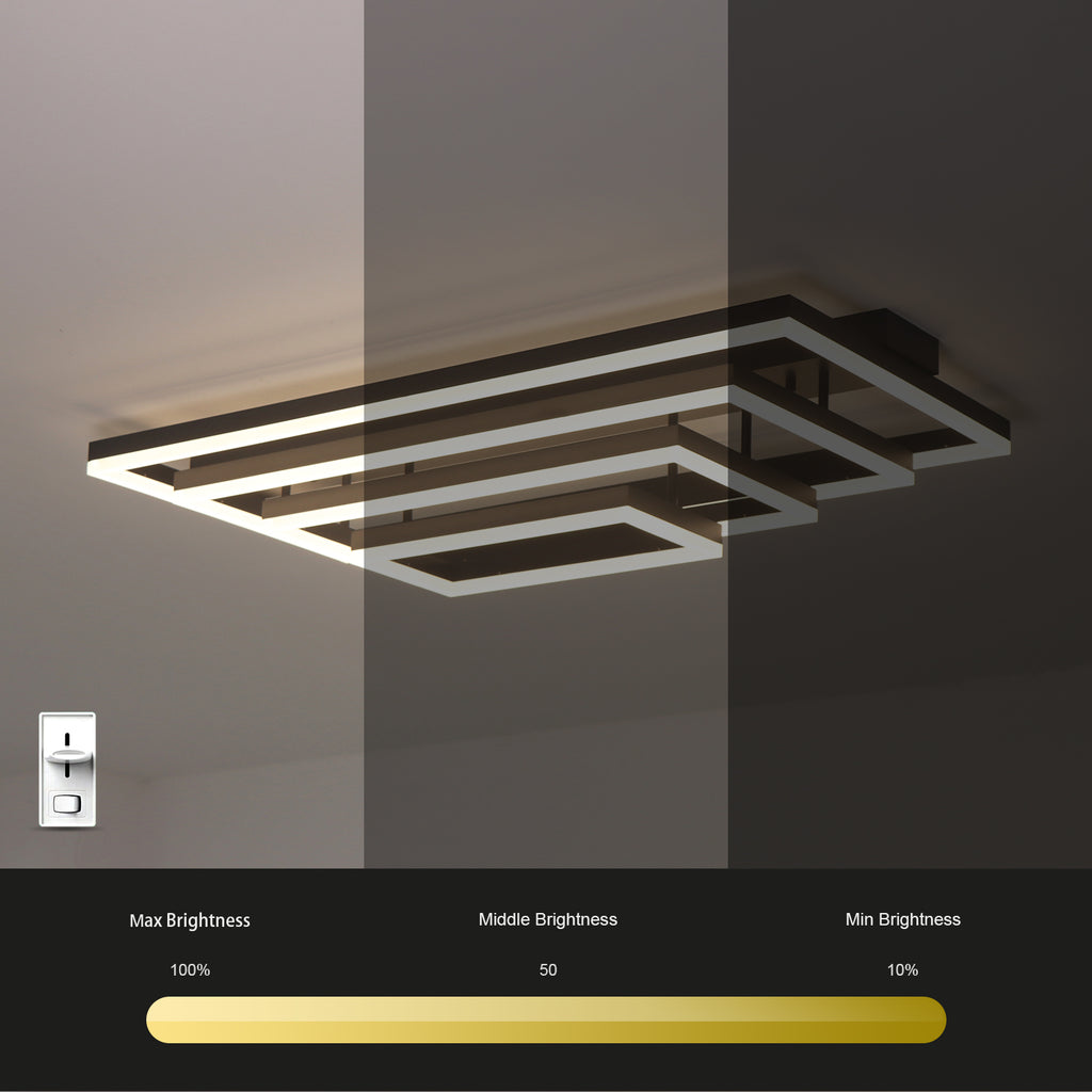 Rectangular BlacK Integrated LED Dimmable Flush Mount Ceiling Light