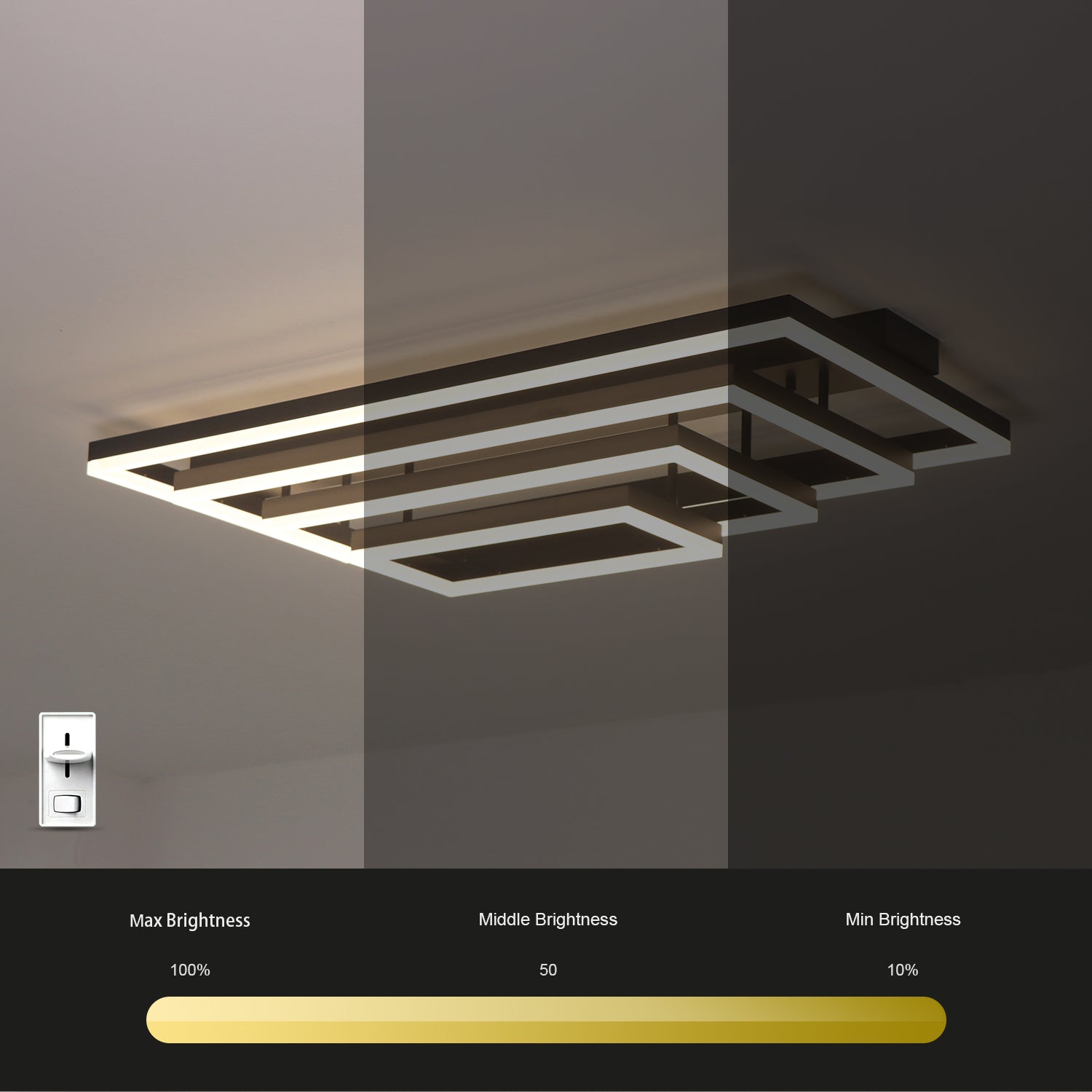 Rectangular BlacK Integrated LED Dimmable Flush Mount Ceiling Light