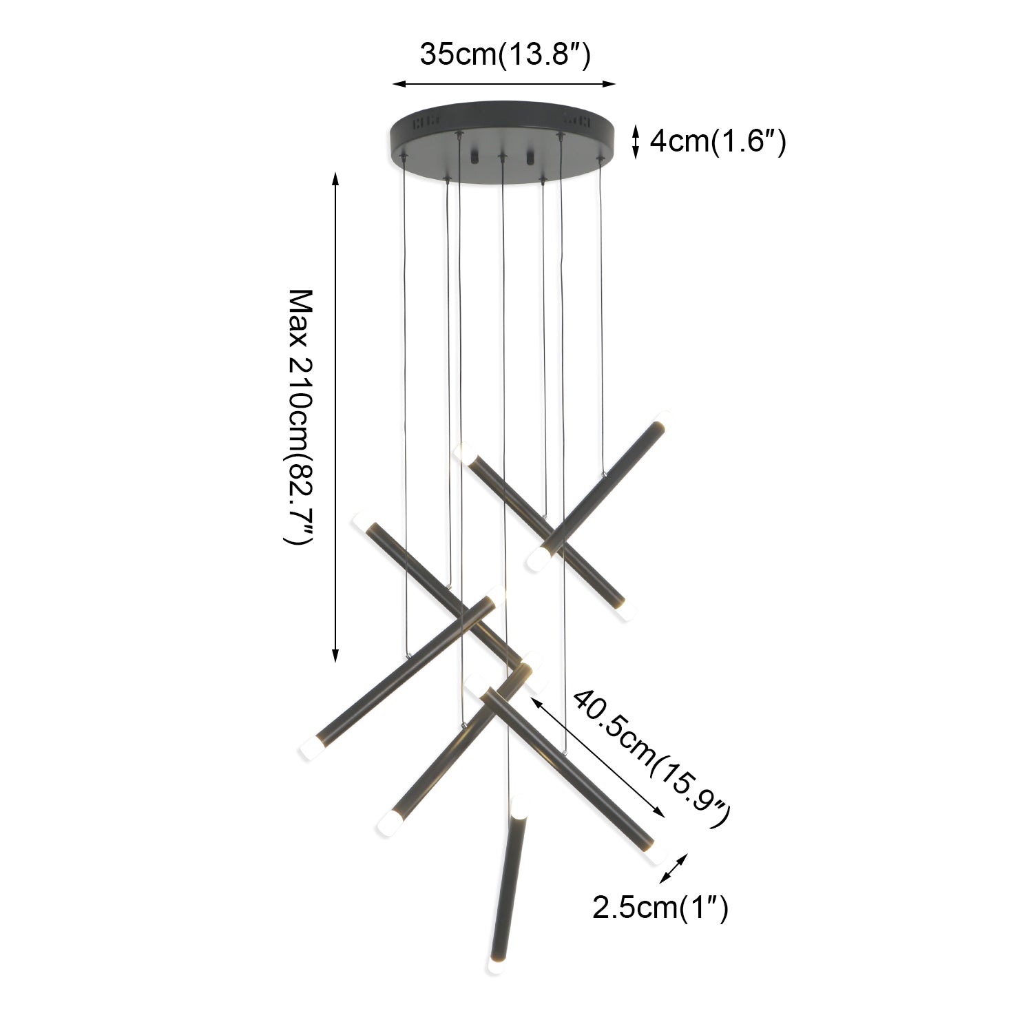 10/14/20 Lights Black Sputnik Chandelier with G4 Bulb Base