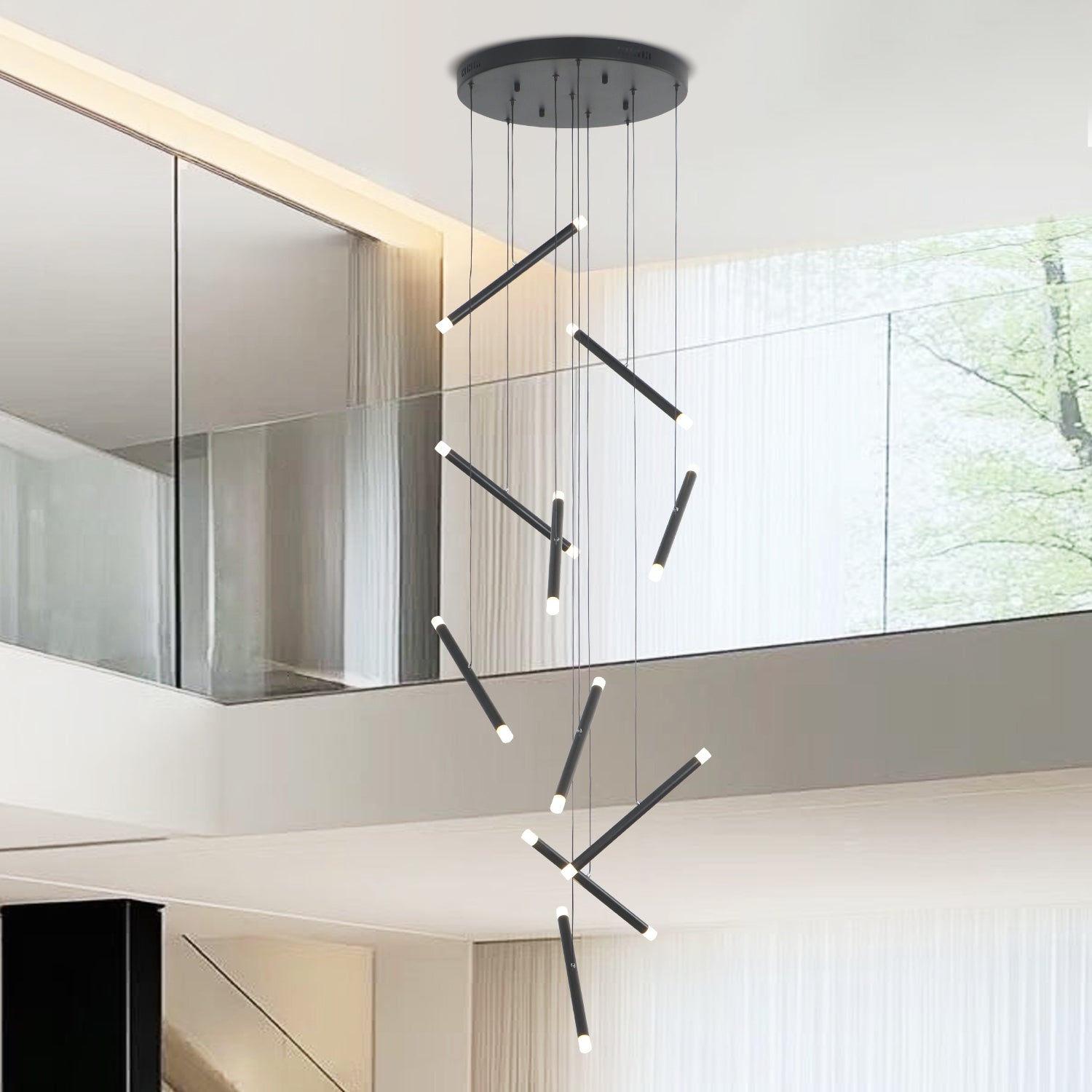 10/14/20 Lights Black Sputnik Chandelier with G4 Bulb Base