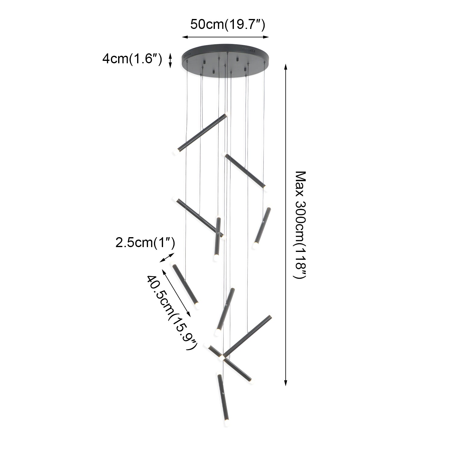 10/14/20 Lights Black Sputnik Chandelier with G4 Bulb Base