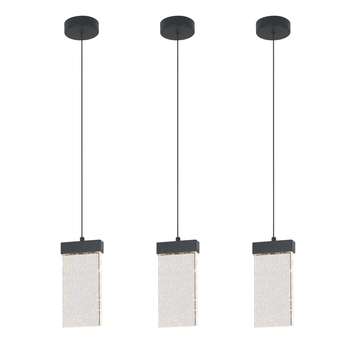 1/8/9 Lights Rectangular Bubble Crystal LED Chandelier with Black Plate