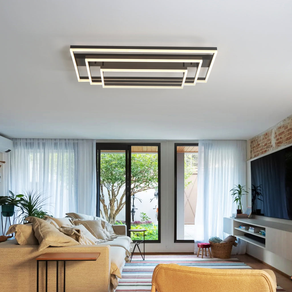 Rectangular BlacK Integrated LED Dimmable Flush Mount Ceiling Light