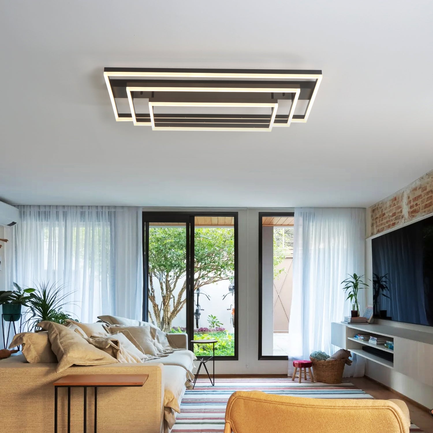 Rectangular BlacK Integrated LED Dimmable Flush Mount Ceiling Light