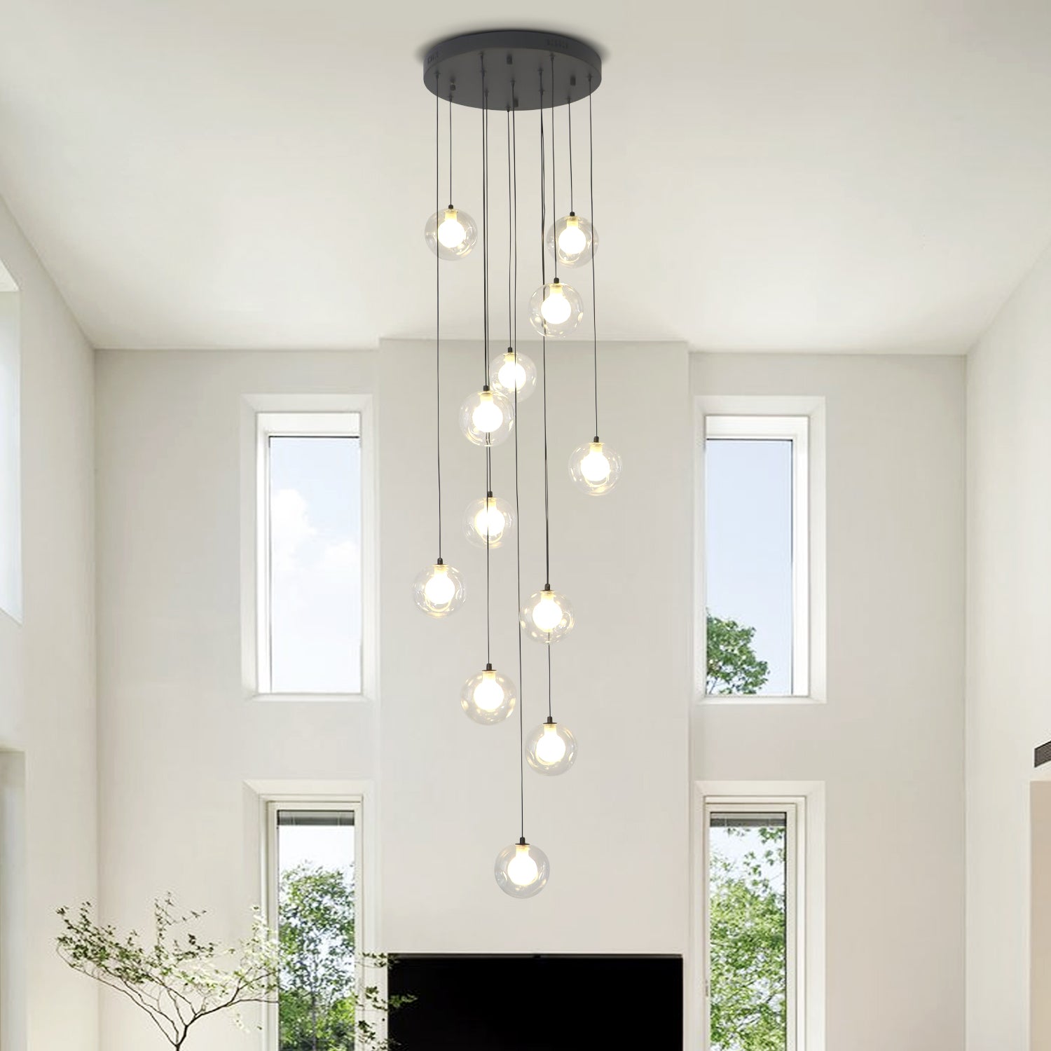 12 Lights Glass Ball Shade Chandelier with G4 Bulb Base