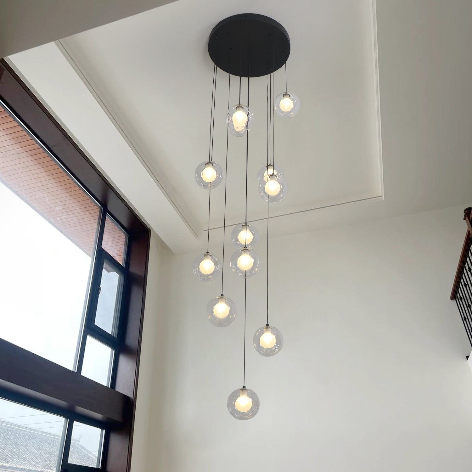 12 Lights Glass Ball Shade Chandelier with G4 Bulb Base