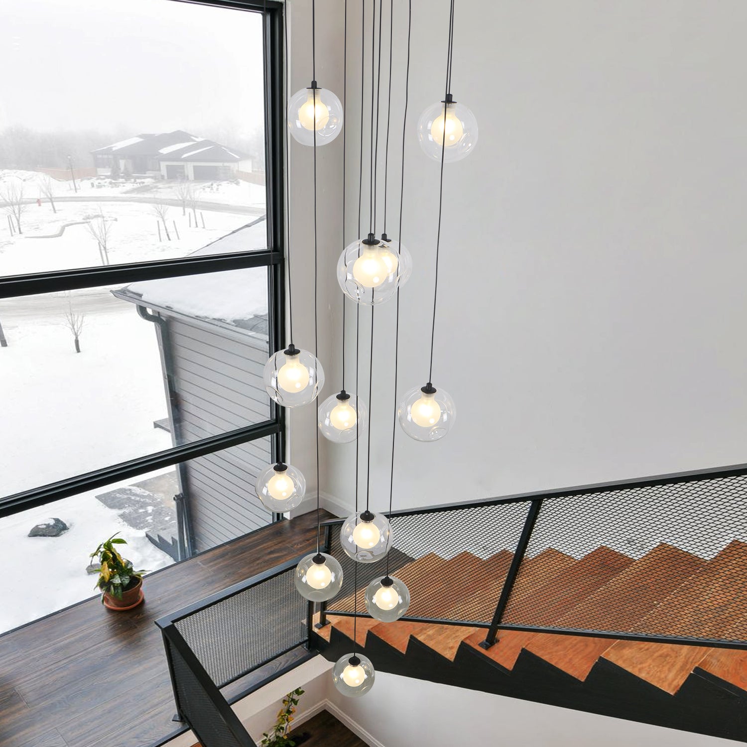 12 Lights Glass Ball Shade Chandelier with G4 Bulb Base