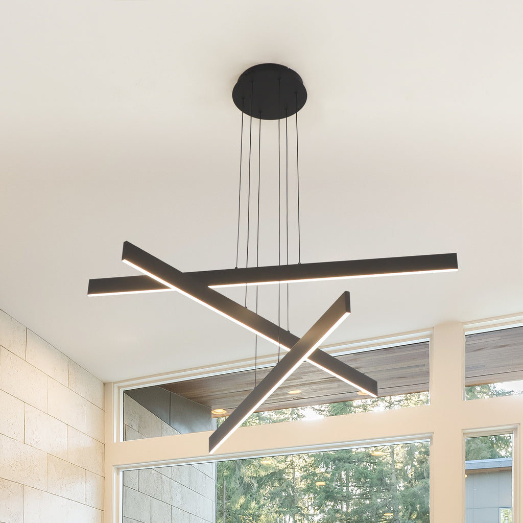 3/6 Lights 43.7"  Linear Sputnik Chandeliers for Dining Living Rooms,3000K