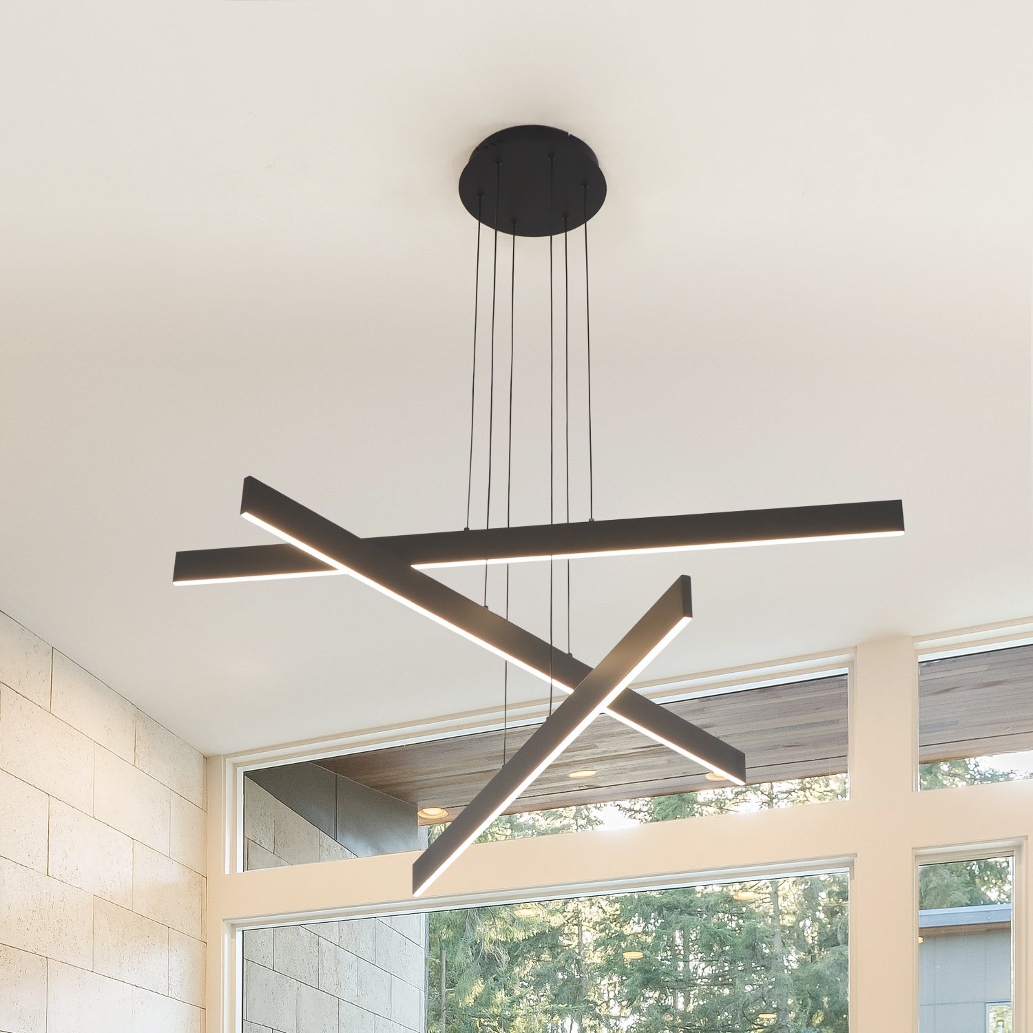 3/6 Lights 43.7"  Linear Sputnik Chandeliers for Dining Living Rooms,3000K