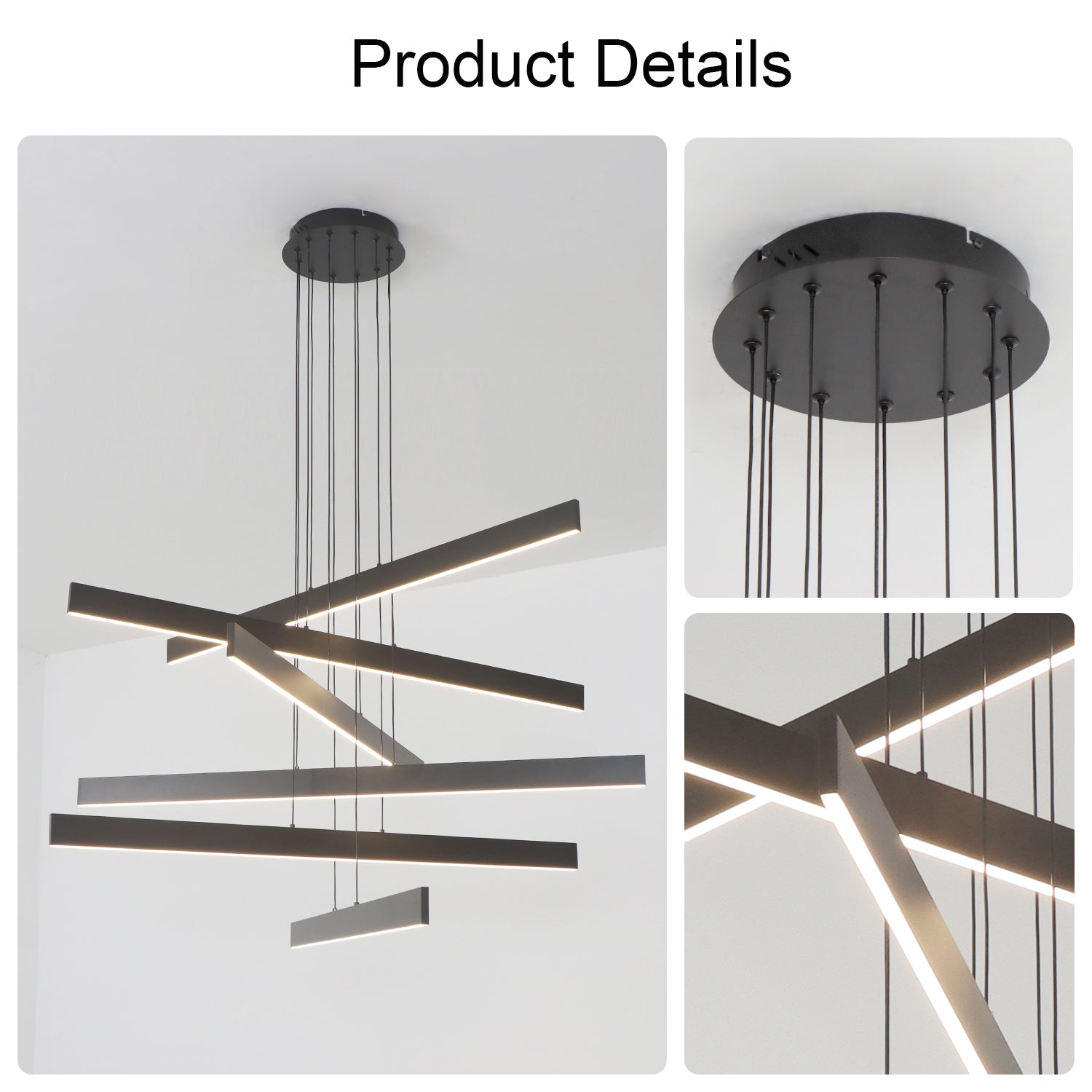 3/6 Lights 43.7"  Linear Sputnik Chandeliers for Dining Living Rooms,3000K