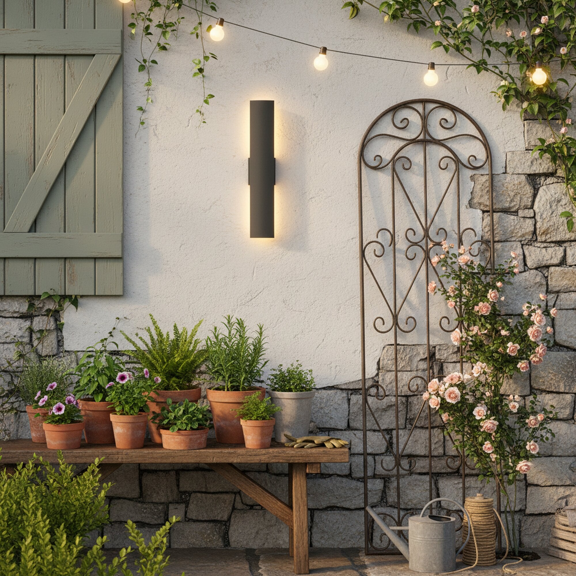 24/36 Inch Black Rectangle LED Dimmable Outdoor Wall Light