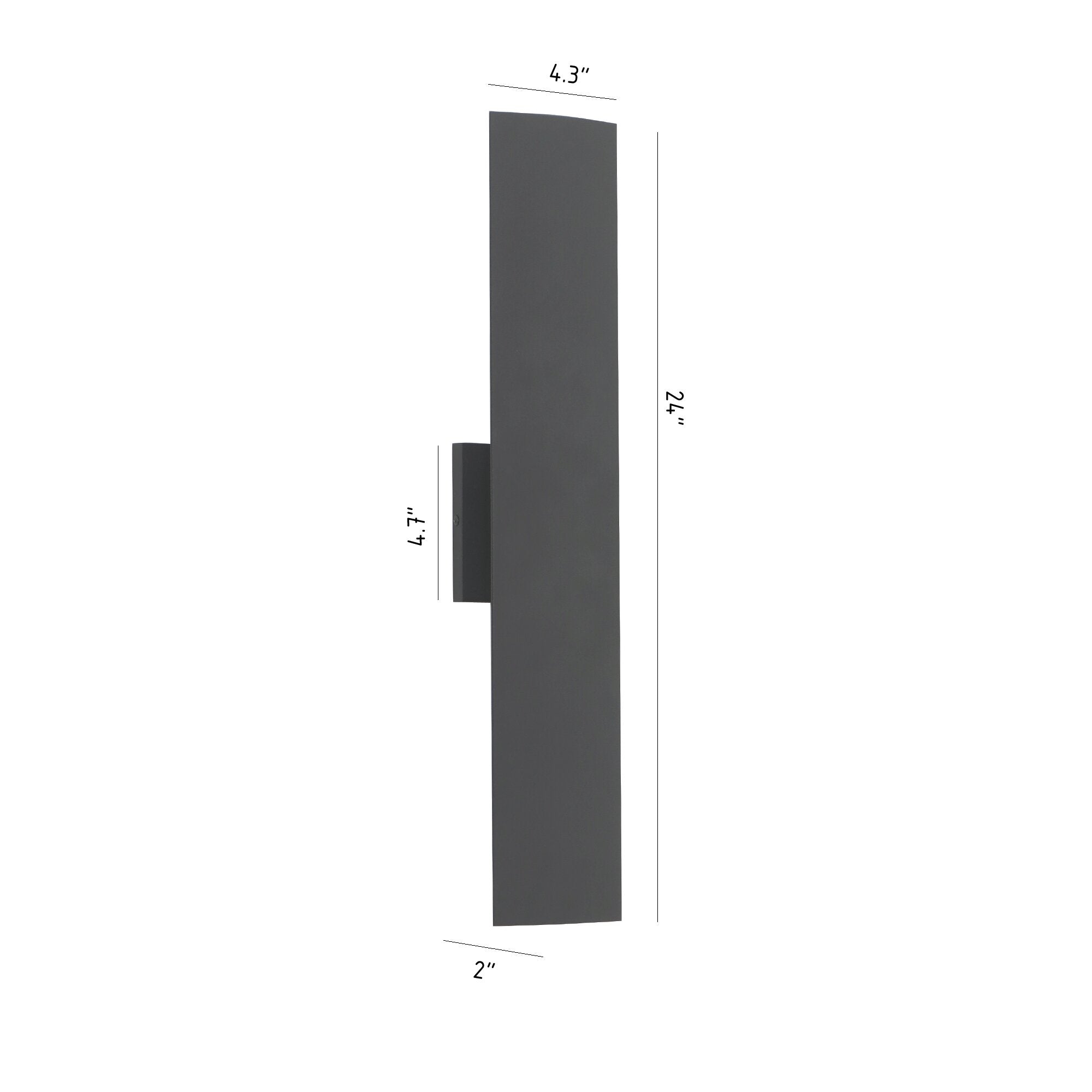 24/36 Inch Black Rectangle LED Dimmable Outdoor Wall Light