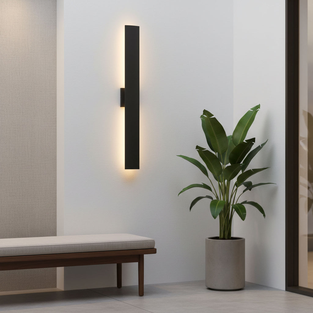 24/36 Inch Black Rectangle LED Dimmable Outdoor Wall Light
