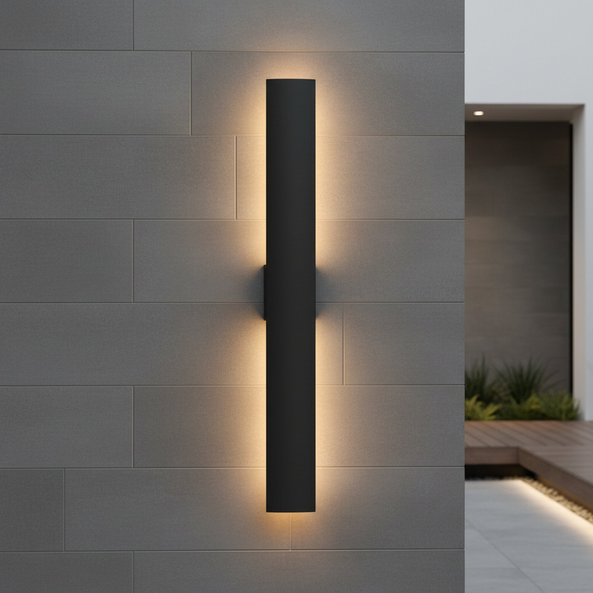 24/36 Inch Black Rectangle LED Dimmable Outdoor Wall Light