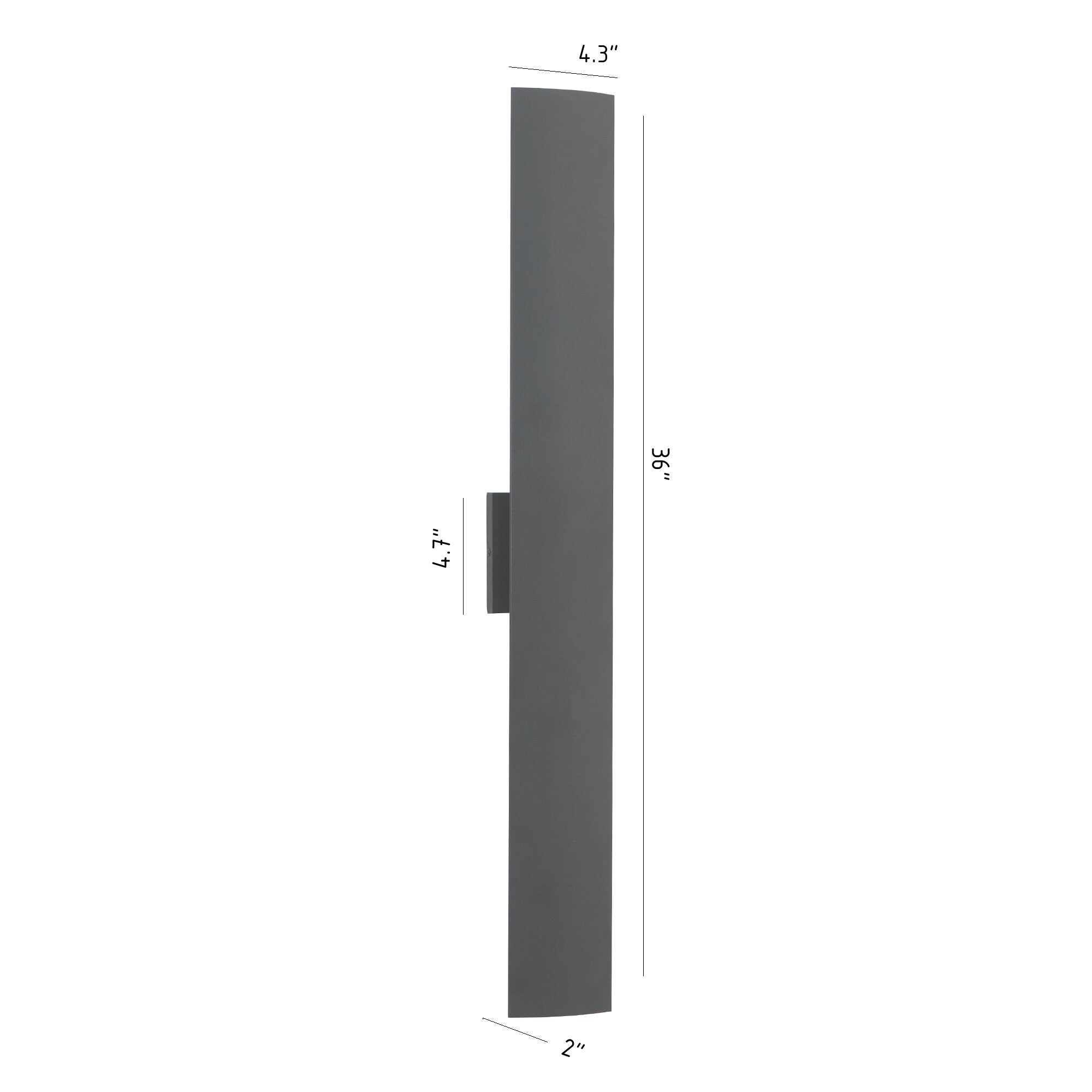 24/36 Inch Black Rectangle LED Dimmable Outdoor Wall Light