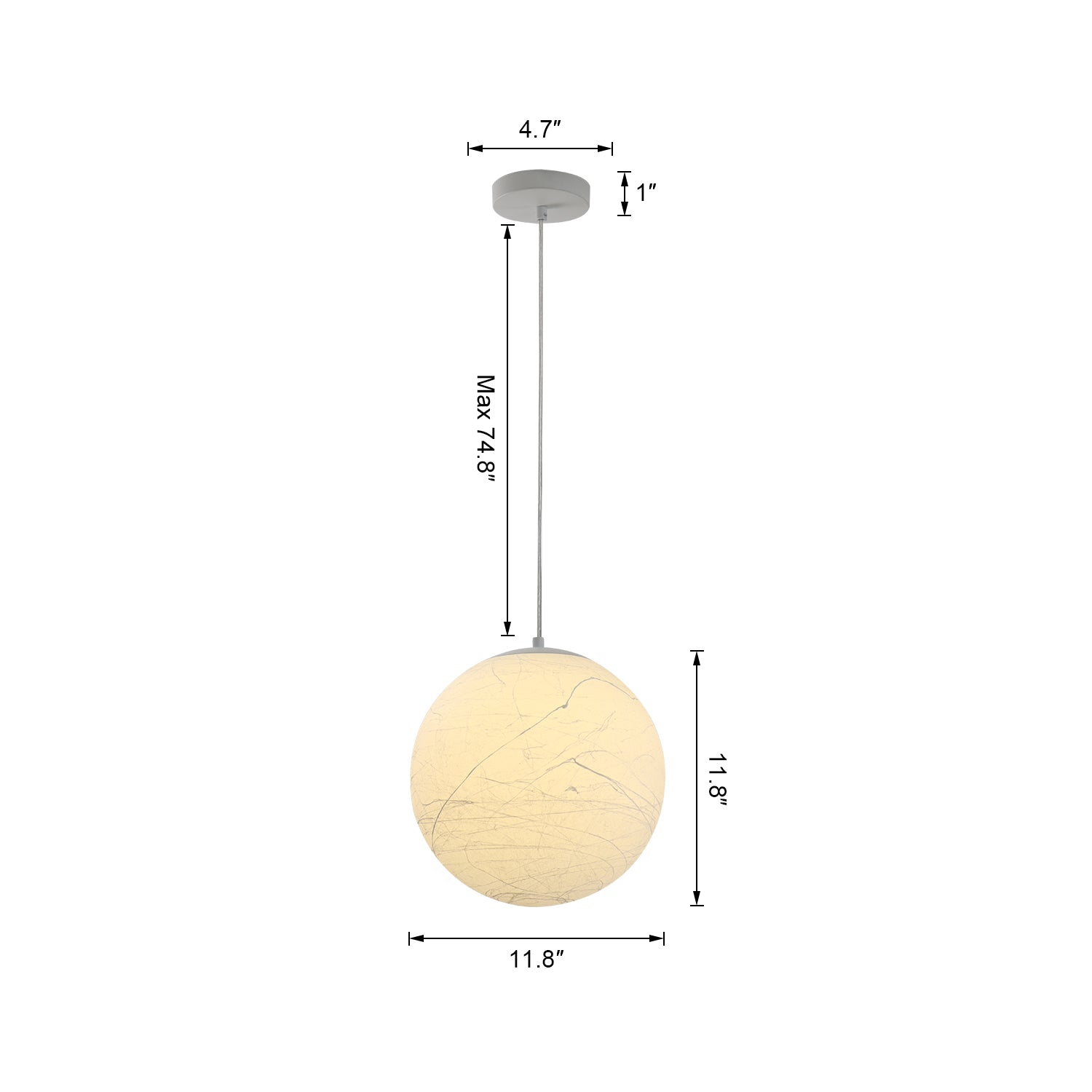 1 Light 11.8"/19.7" Modern White Acrylic Shade Pendant Light with E26 Bulb Base