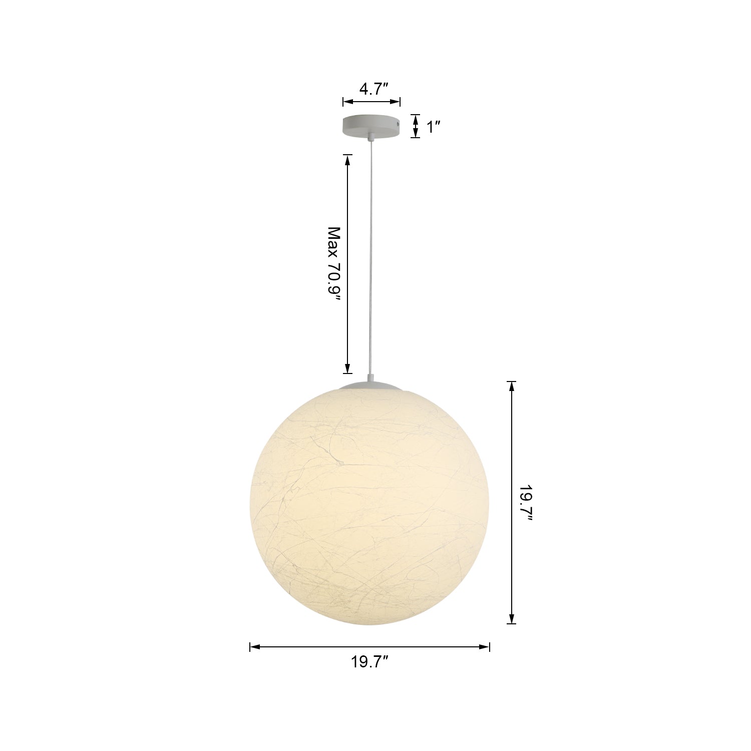 1 Light 11.8"/19.7" Modern White Acrylic Shade Pendant Light with E26 Bulb Base