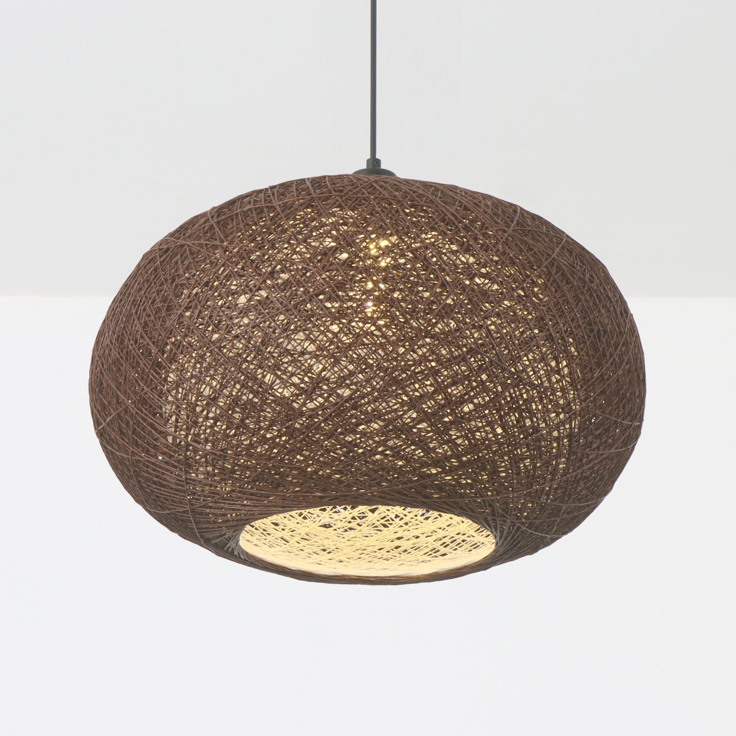 15.7"/19.7" 1 Light Boho Woven Rattan Pendant Light for Dinging Room Entrance Bedroom