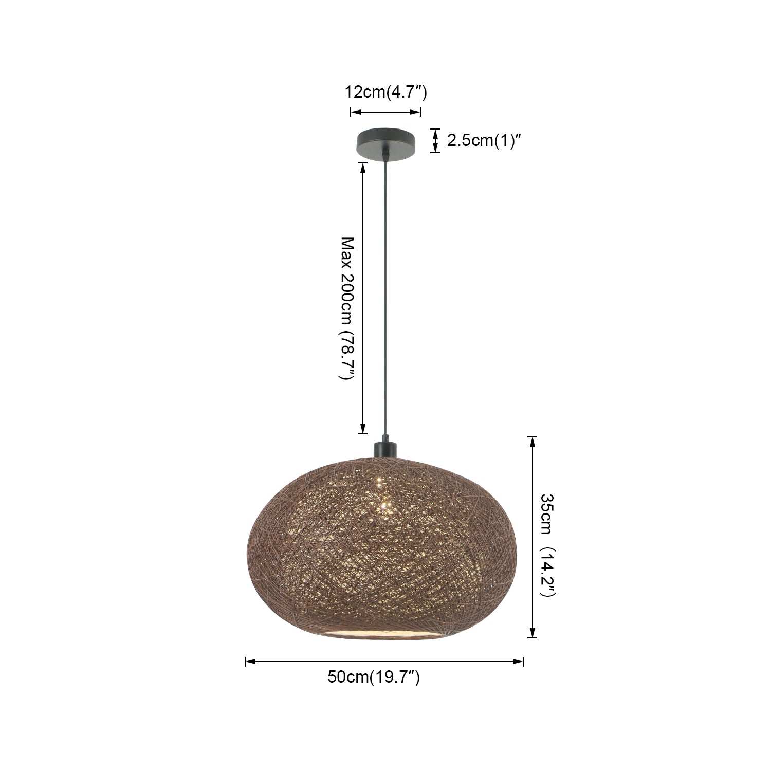 15.7"/19.7" 1 Light Boho Woven Rattan Pendant Light for Dinging Room Entrance Bedroom