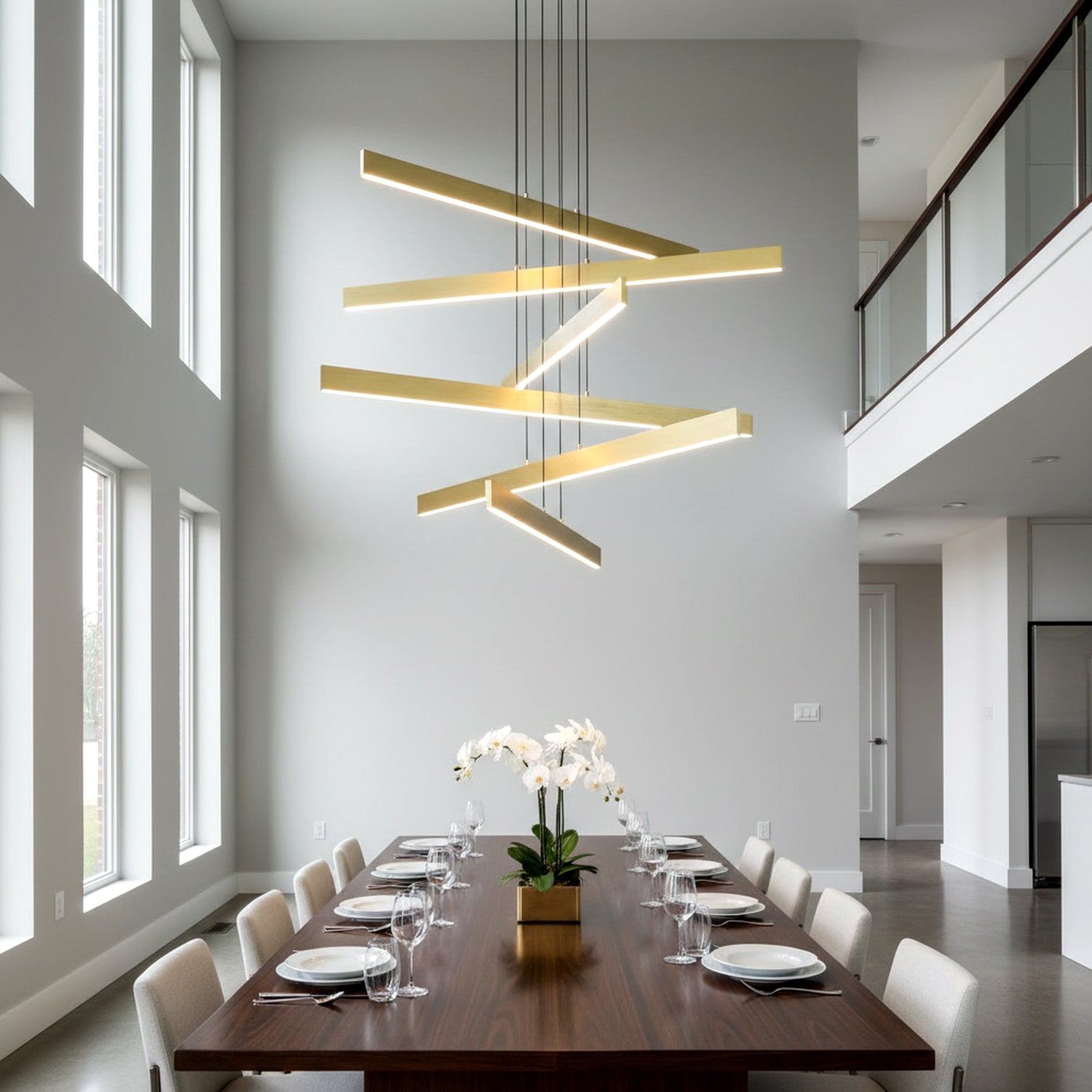 3/6 Lights 43.7"  Linear Sputnik Chandeliers for Dining Living Rooms,3000K
