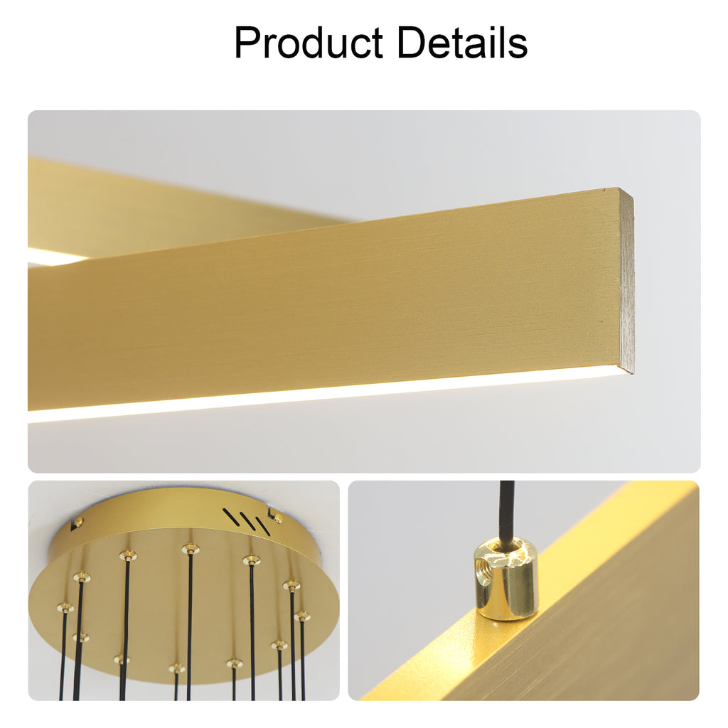 3/6 Lights 43.7"  Linear Sputnik Chandeliers for Dining Living Rooms,3000K