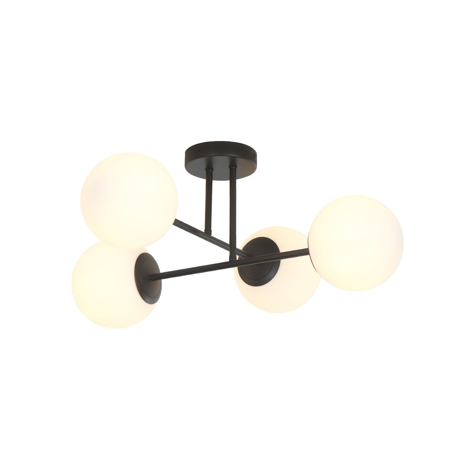 4/6 Lights Modern Sputnik Semi Flush Mount with Opal Glass Shade