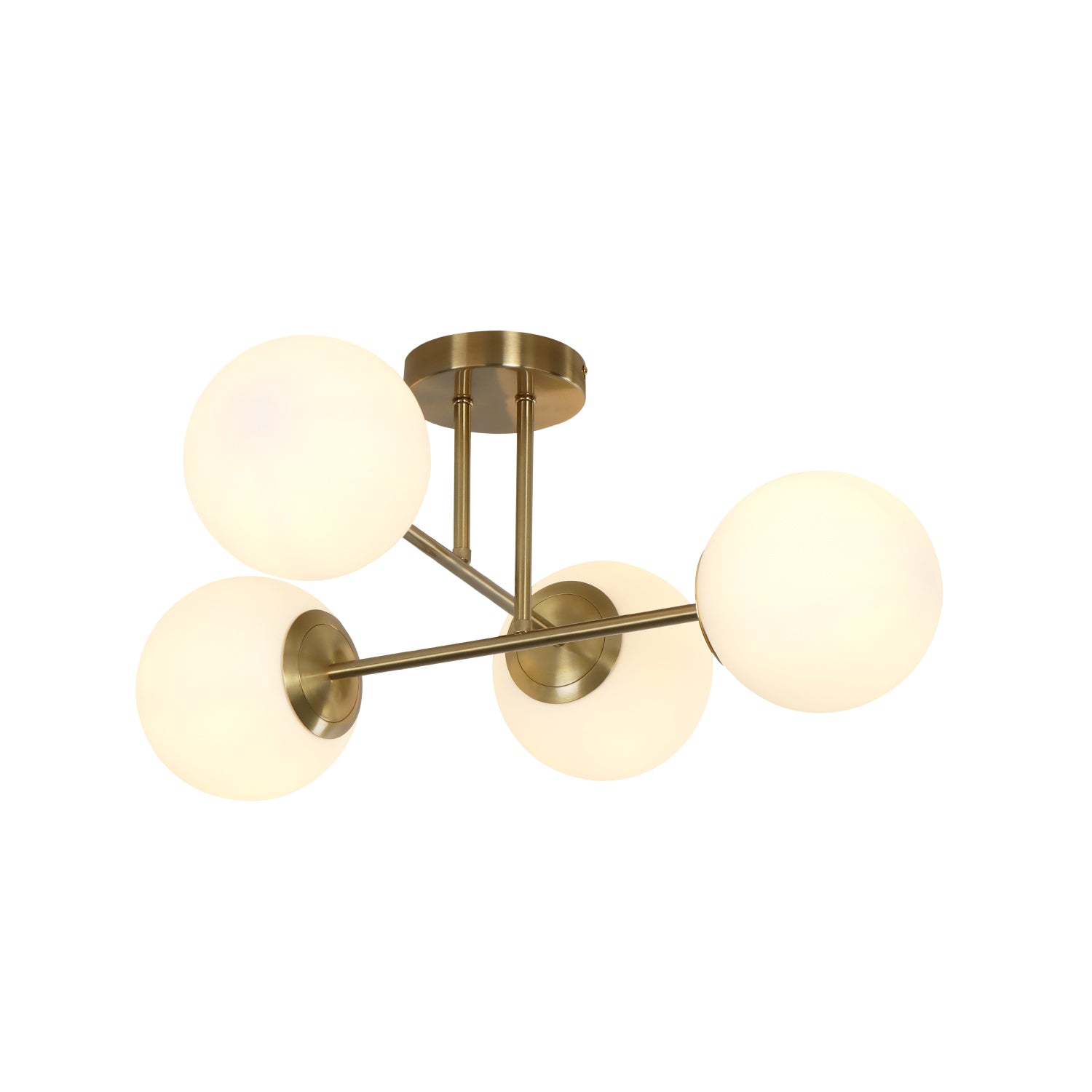 4/6 Lights Modern Sputnik Semi Flush Mount with Opal Glass Shade