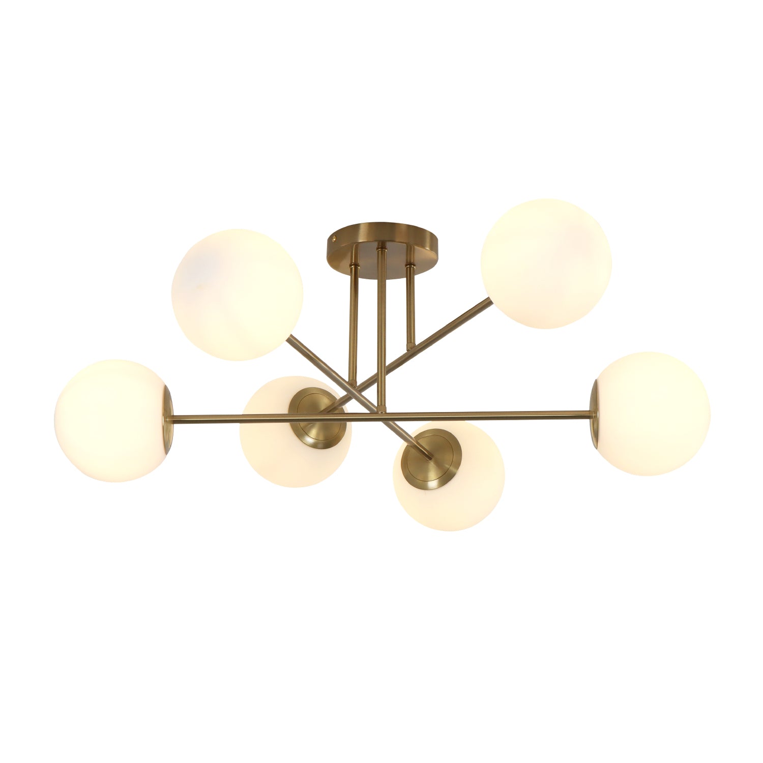 4/6 Lights Modern Sputnik Semi Flush Mount with Opal Glass Shade